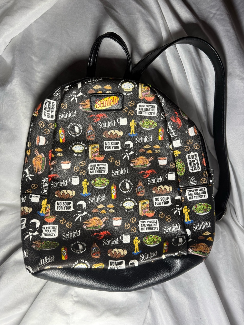 Seinfeld Patterned Funko Mini Backpack in Black with Multicolor Motifs